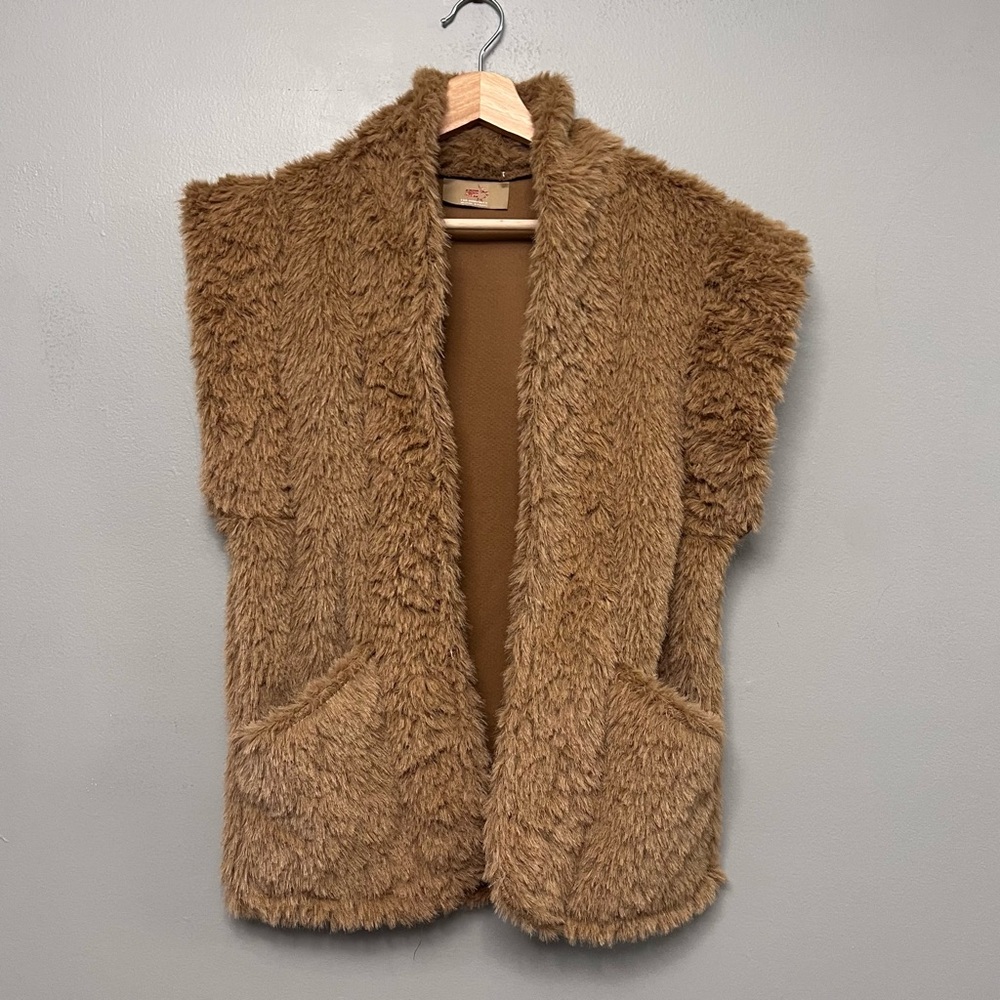 Free For Humanity Women’s Faux Fur Brown Vest One Size